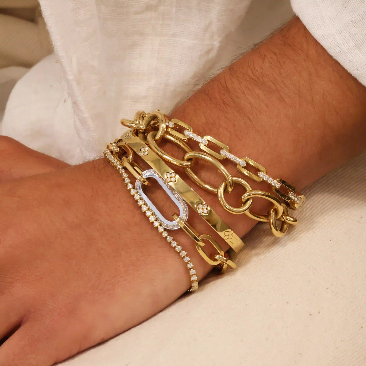 Diamond Link Paperclip Bracelet