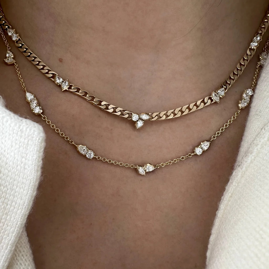 Jade Trau Posey Seven Cluster Station Necklace