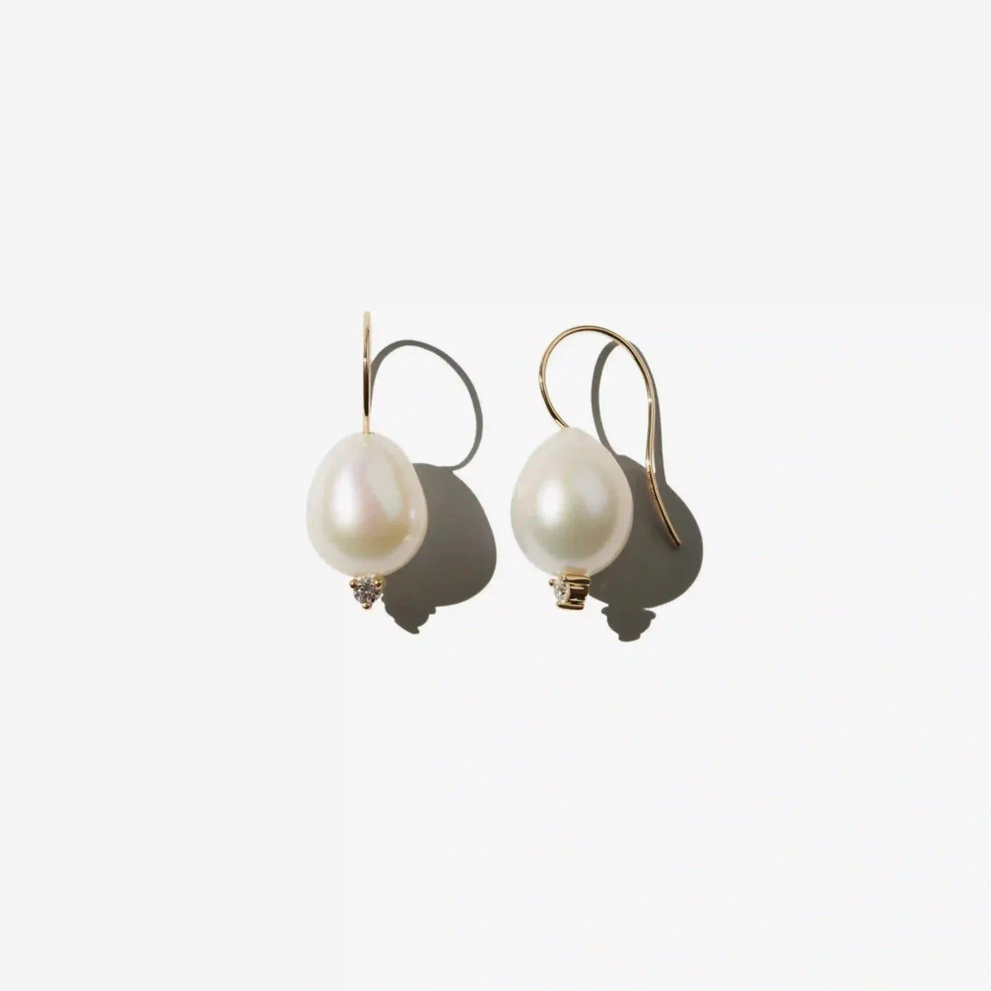 Diamond and Pearl Drop Earrings