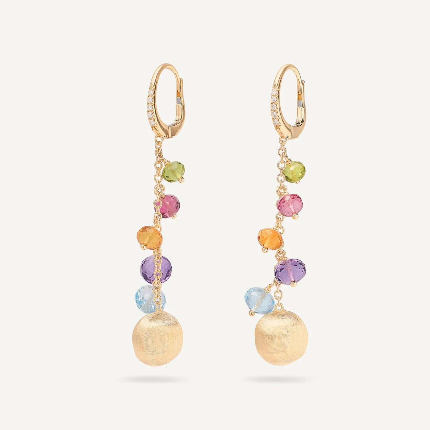 Gold Mixed Gemstone Duster Earrings
