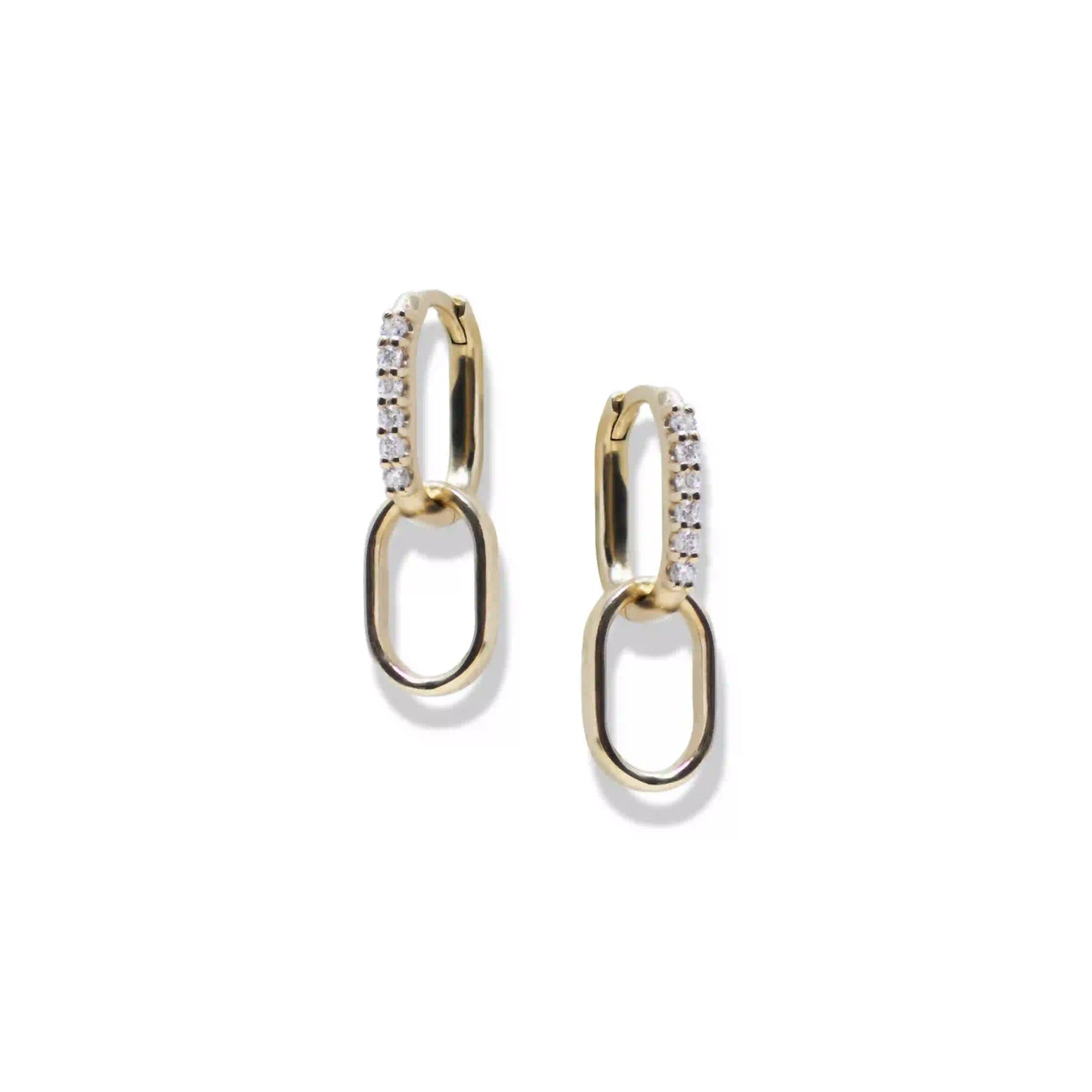 Pavé Paper Clip Double Hoops