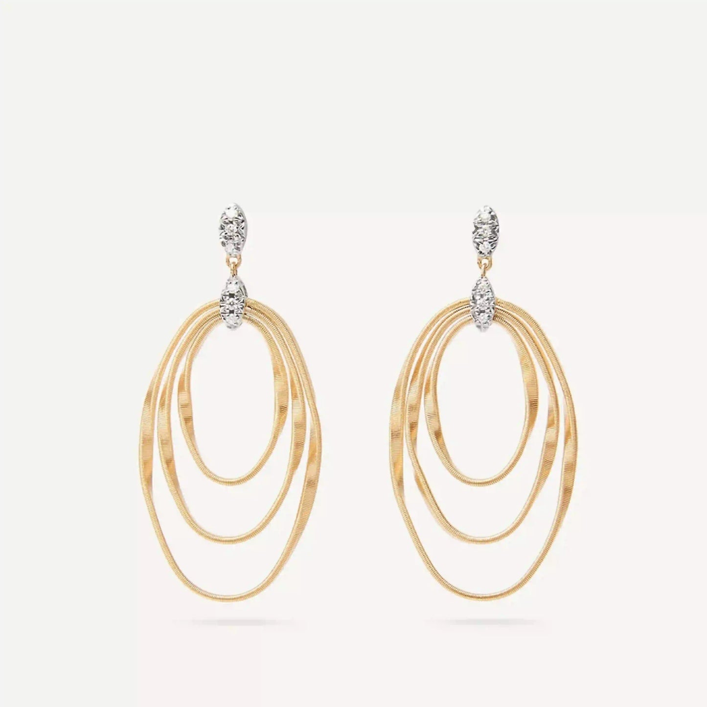 Yellow Gold and Diamond Concentric Earrings