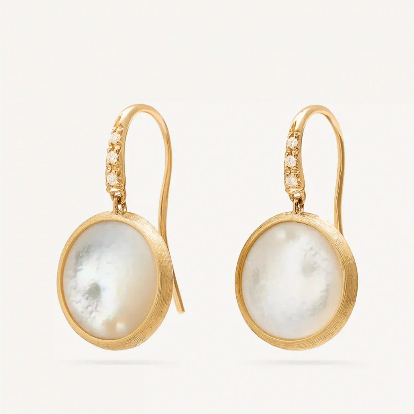 Mother of Pearl Drop Earrings with Diamonds
