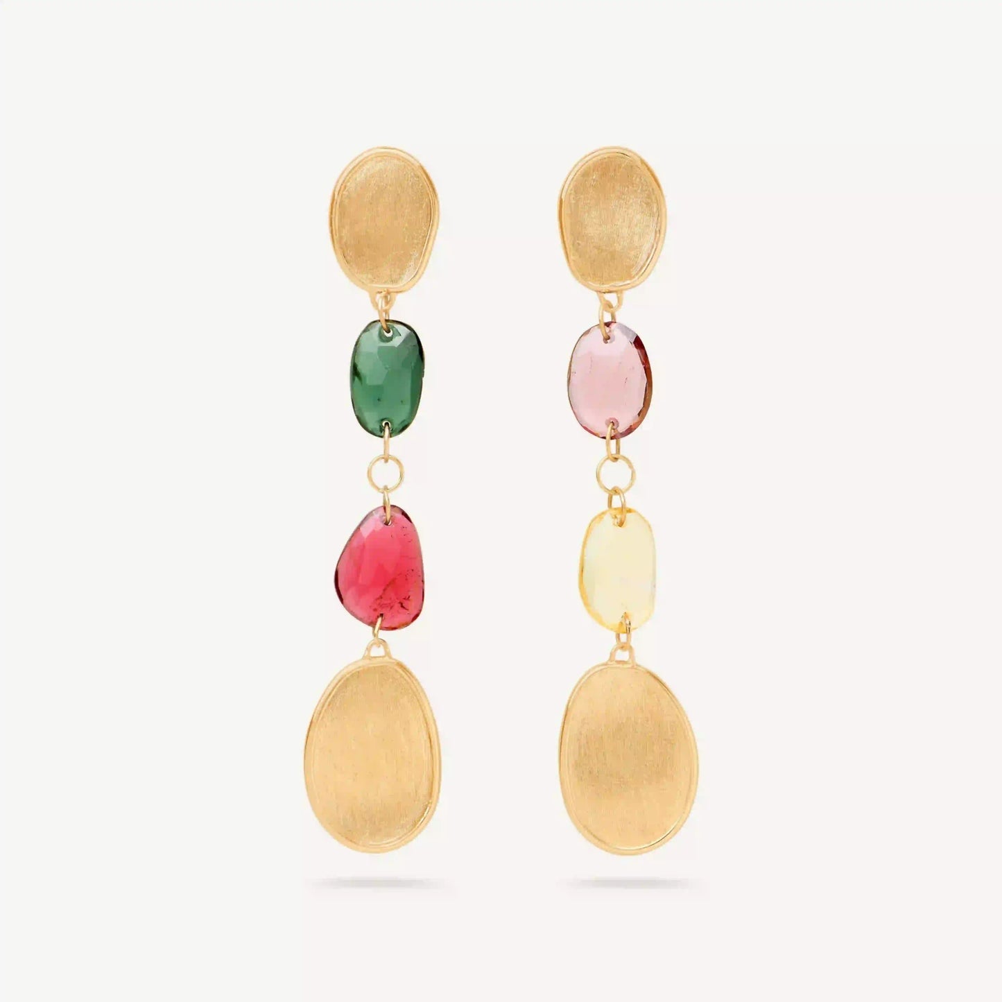Gold Mixed Tourmaline Drop Earrings