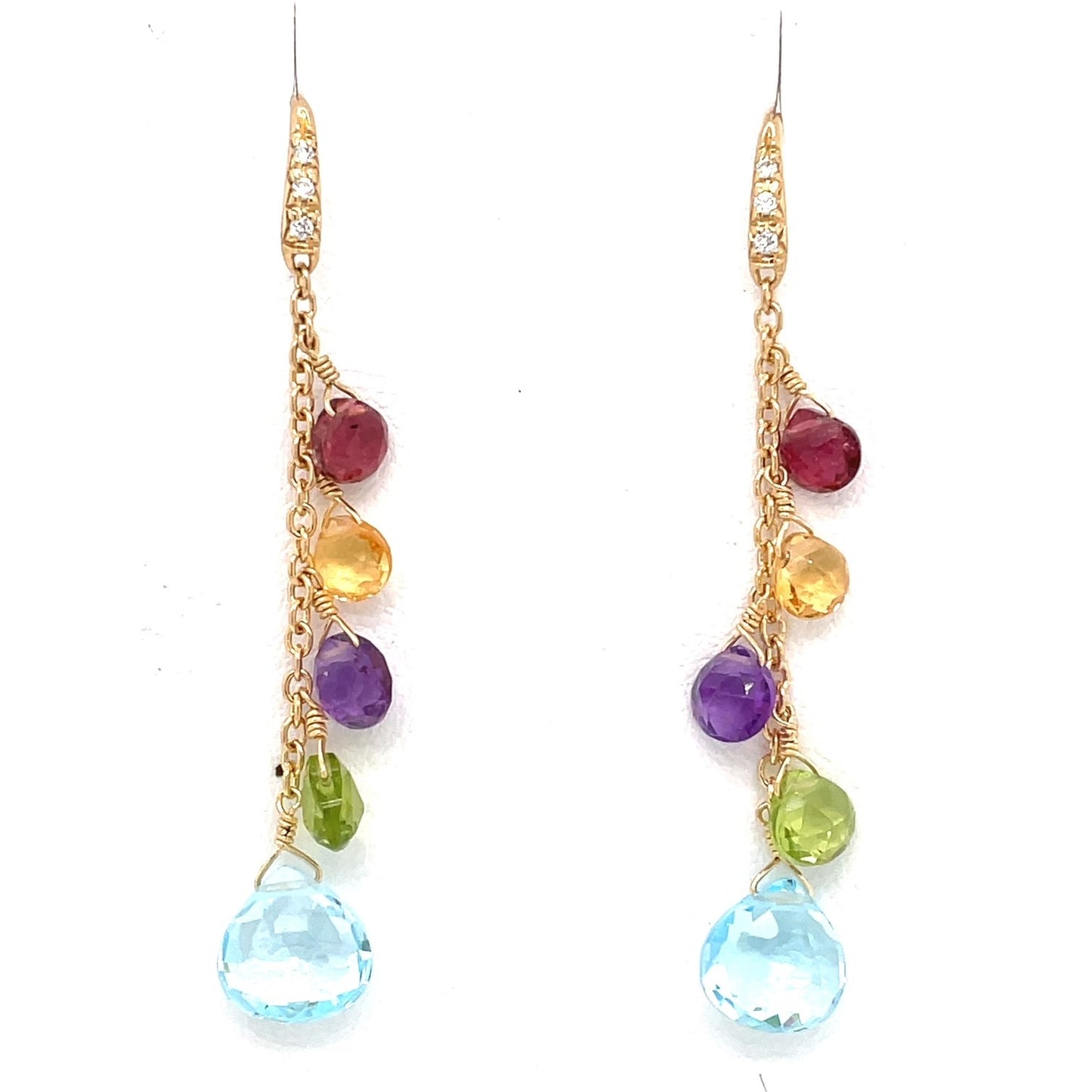 Gold Gemstone Earrings with Diamonds