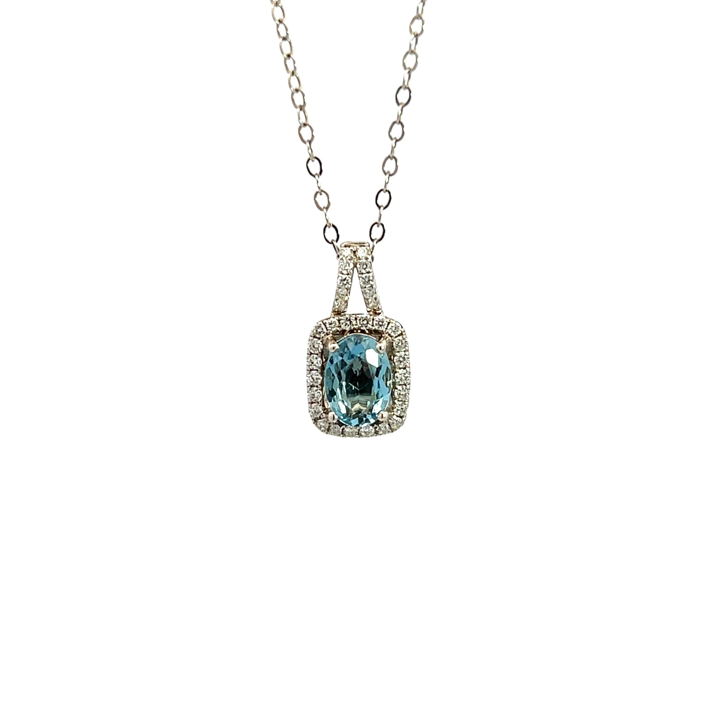Aquamarine Halo Pendant