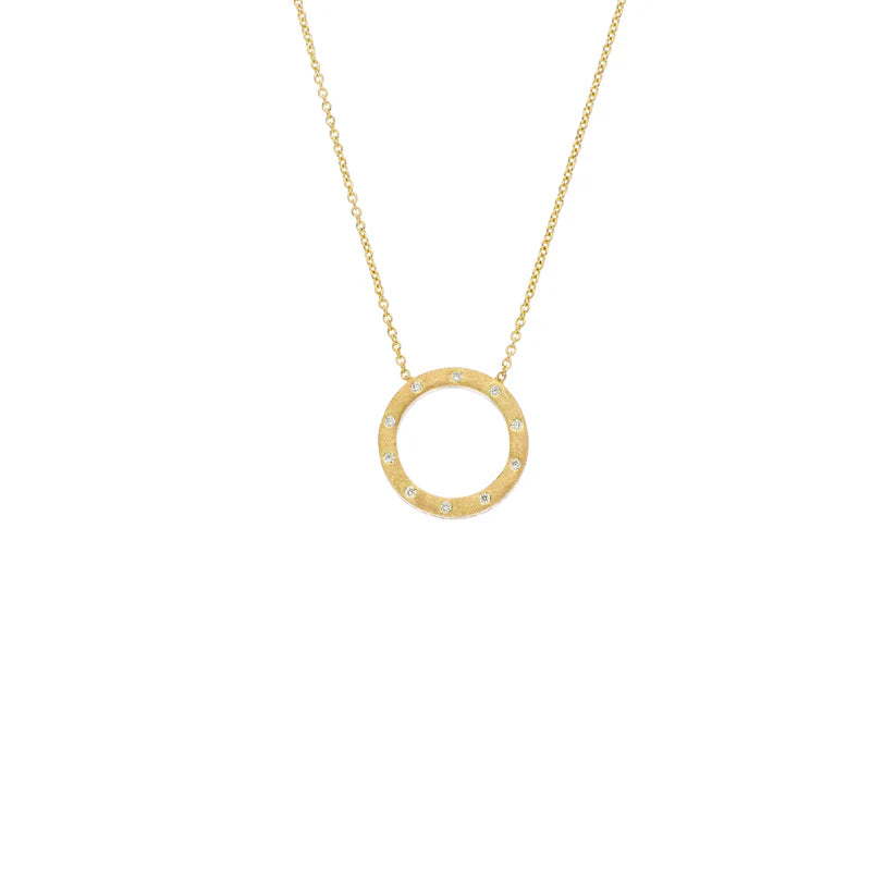 Small Circle White Diamond Necklace