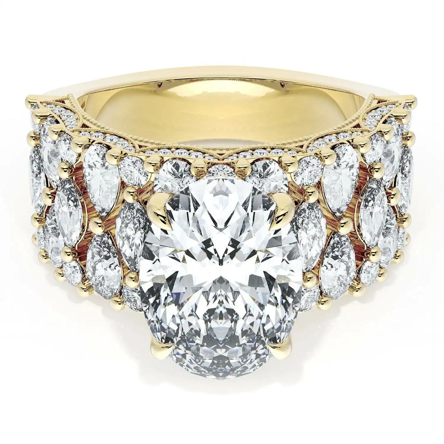 Tacori Classic Crescent | Oval Solitaire Engagement Ring w/ North South Marquise & Pear Band