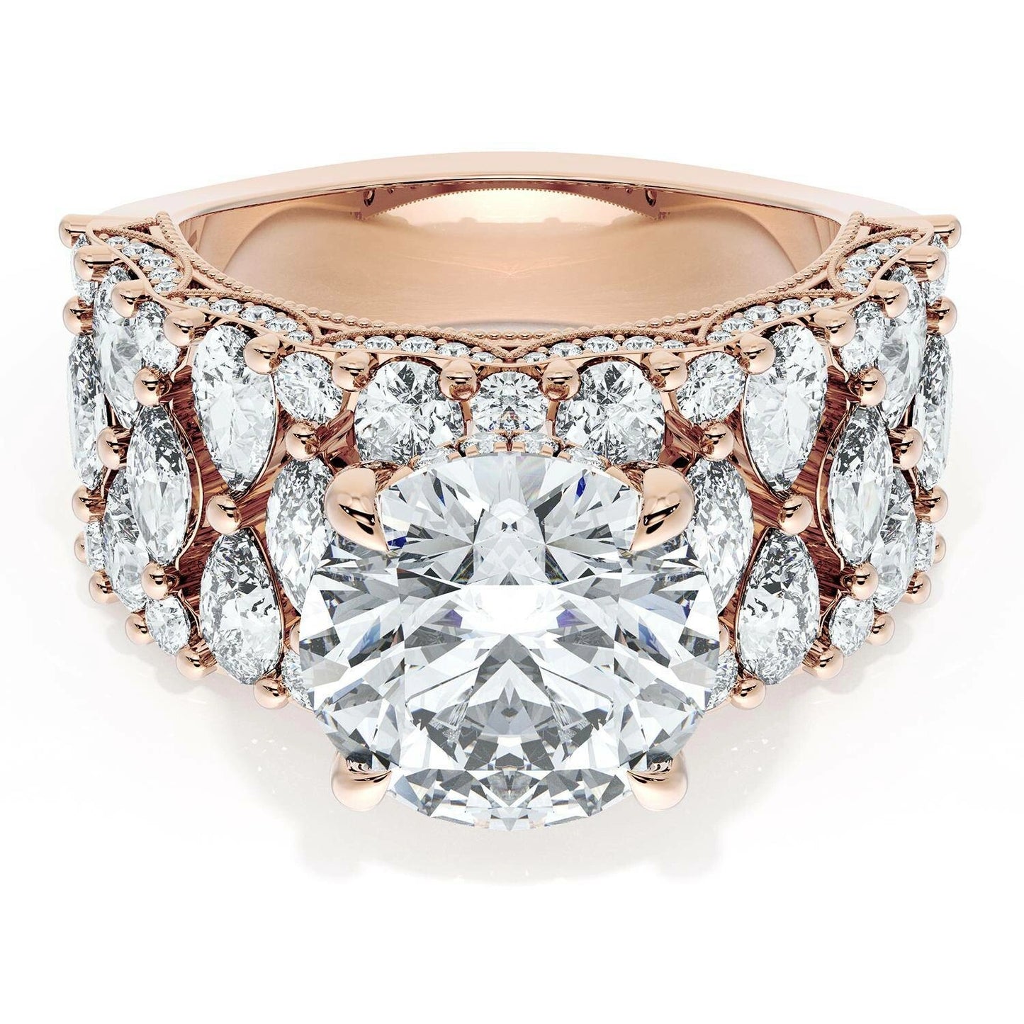 Tacori Classic Crescent | Round Solitaire Engagement Ring w/ North South Marquise & Pear Band