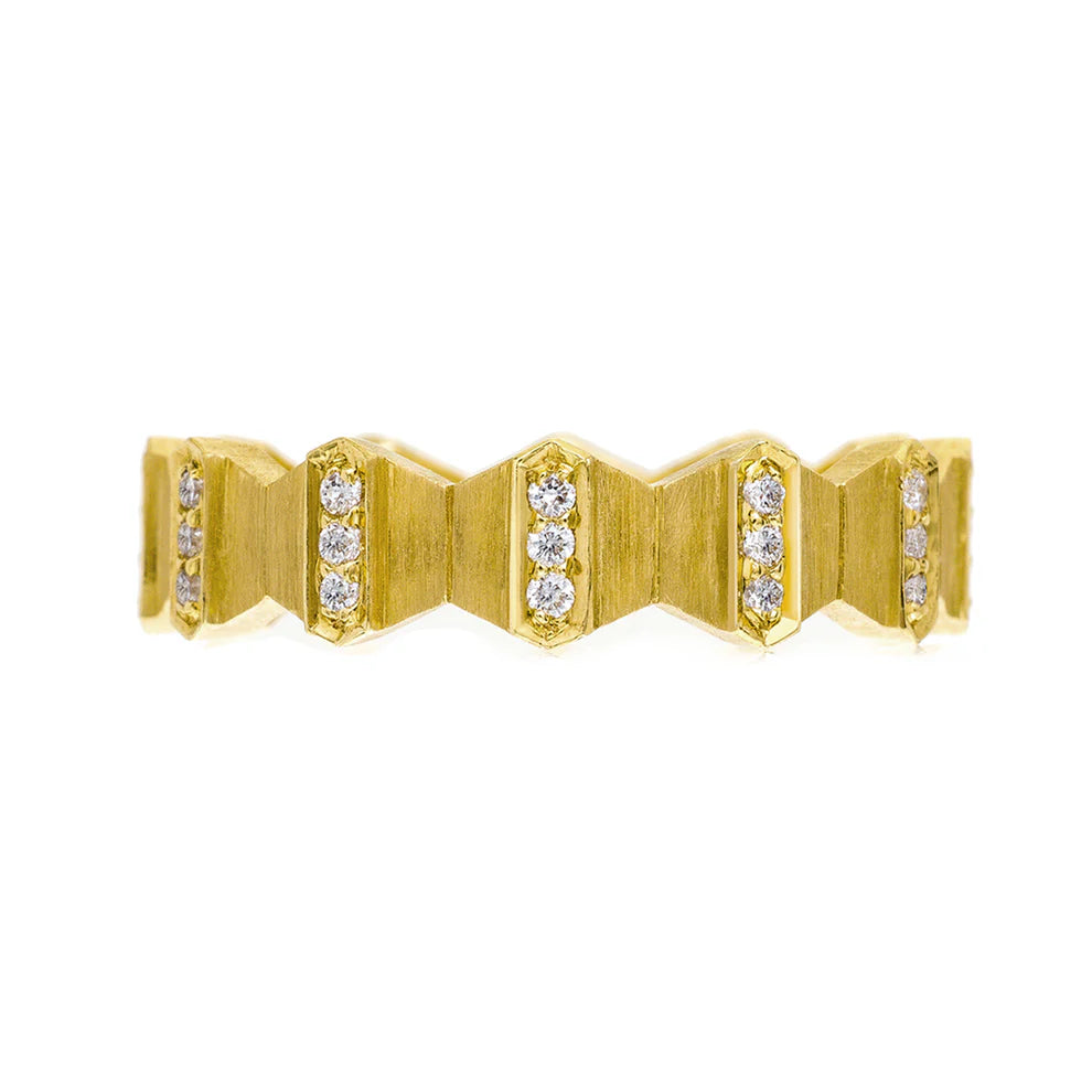 Gold White Diamond Band