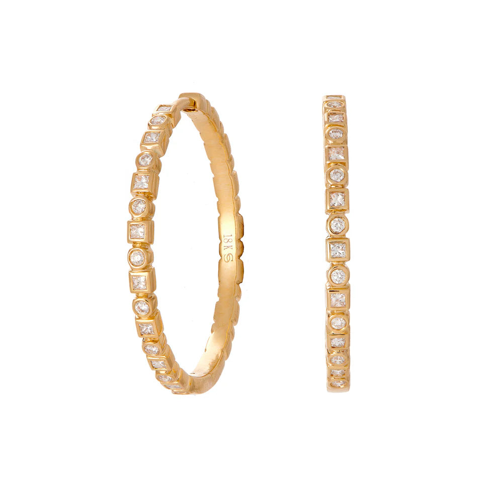 White Diamond Hoops