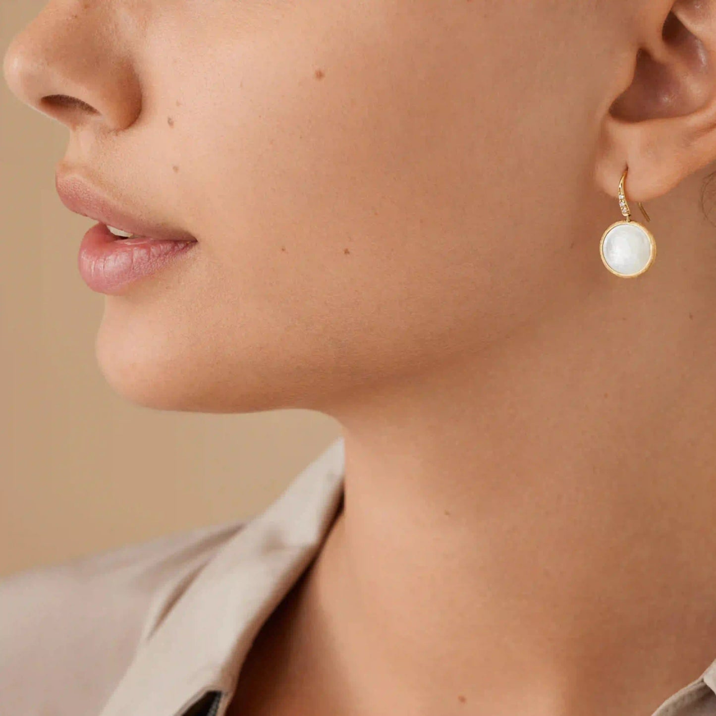 Mother of Pearl Drop Earrings with Diamonds