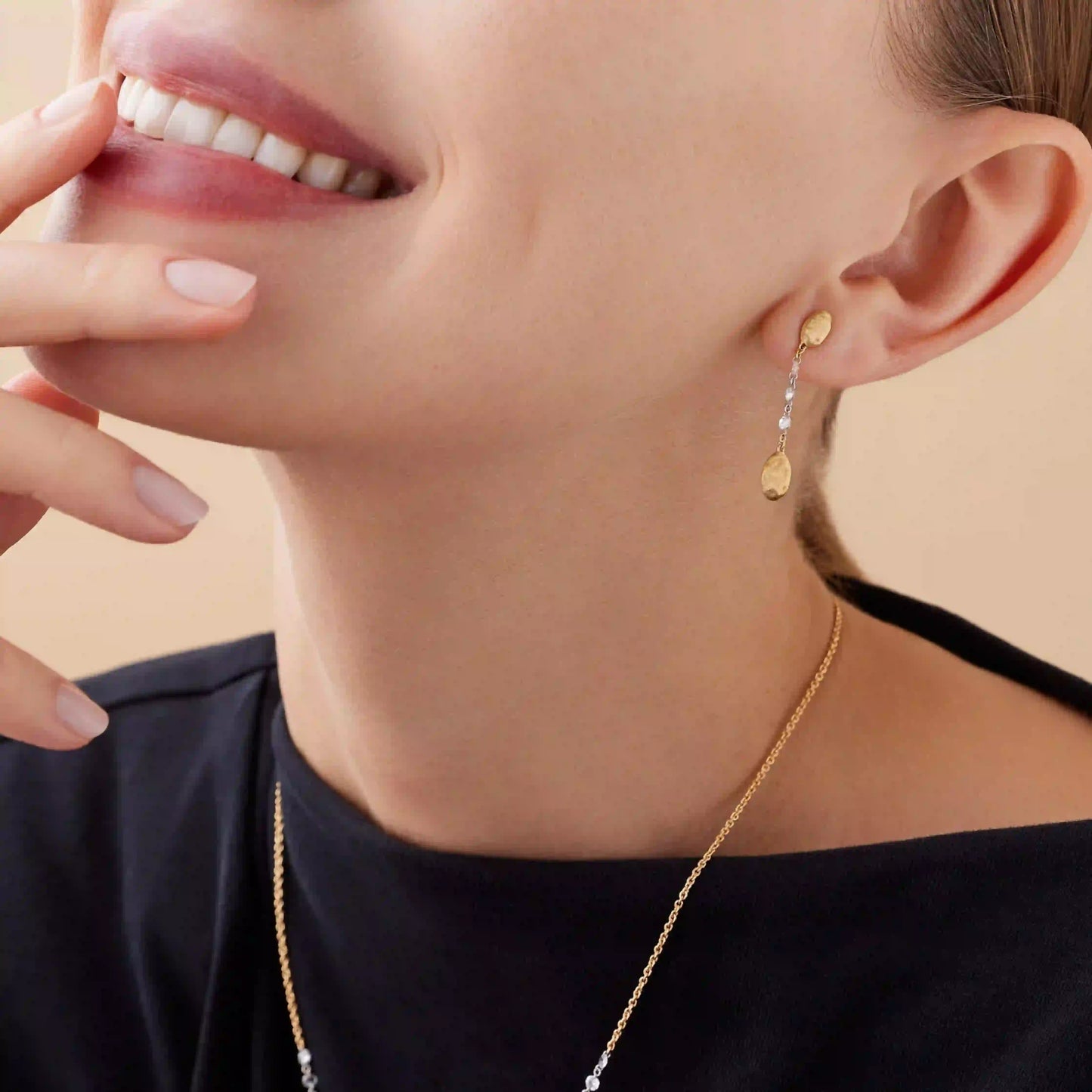 Yellow Gold Pendant Earrings with Diamonds