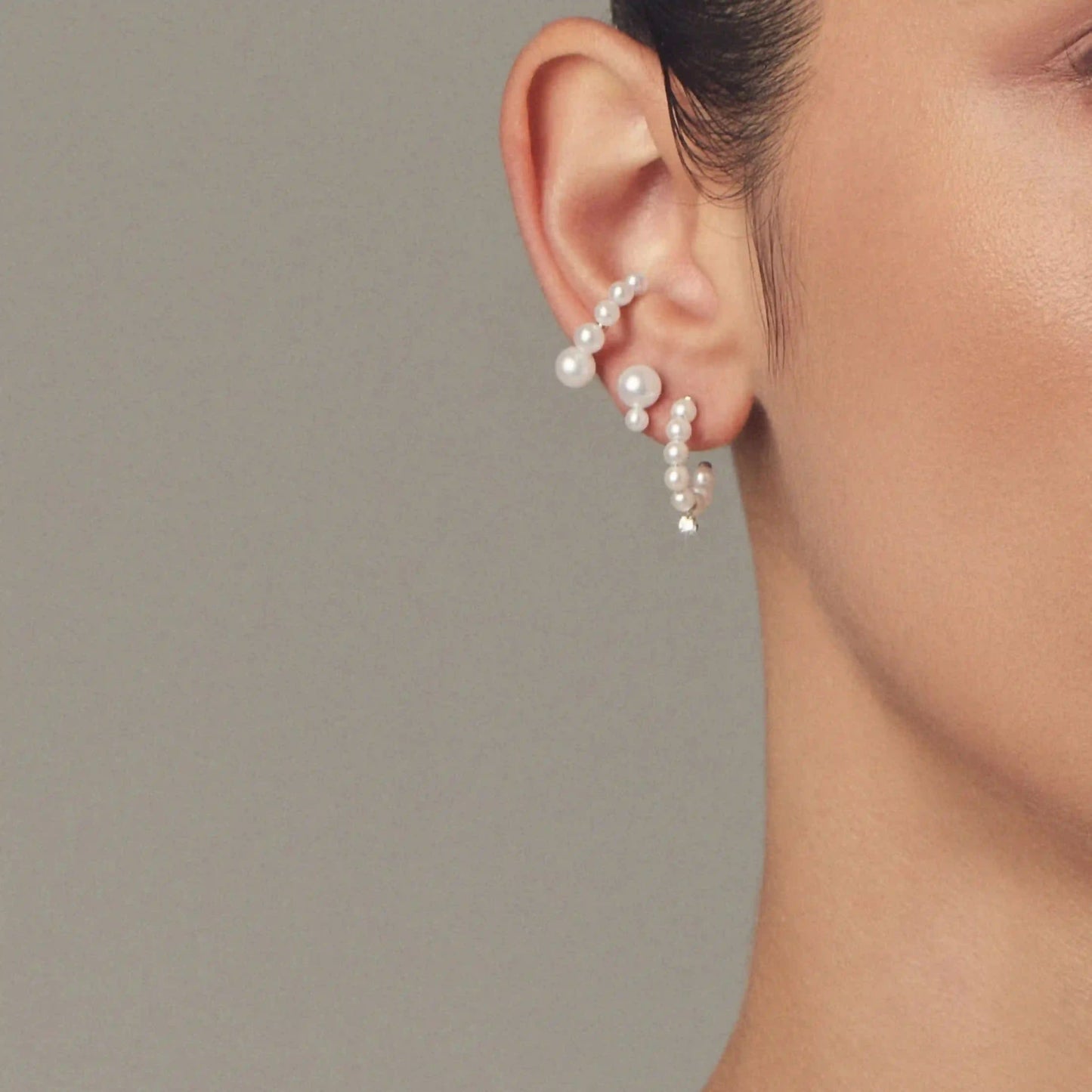 Diamond Pearl Hoops