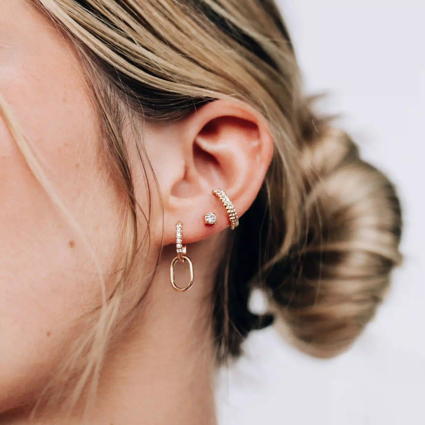 Pavé Paper Clip Double Hoops
