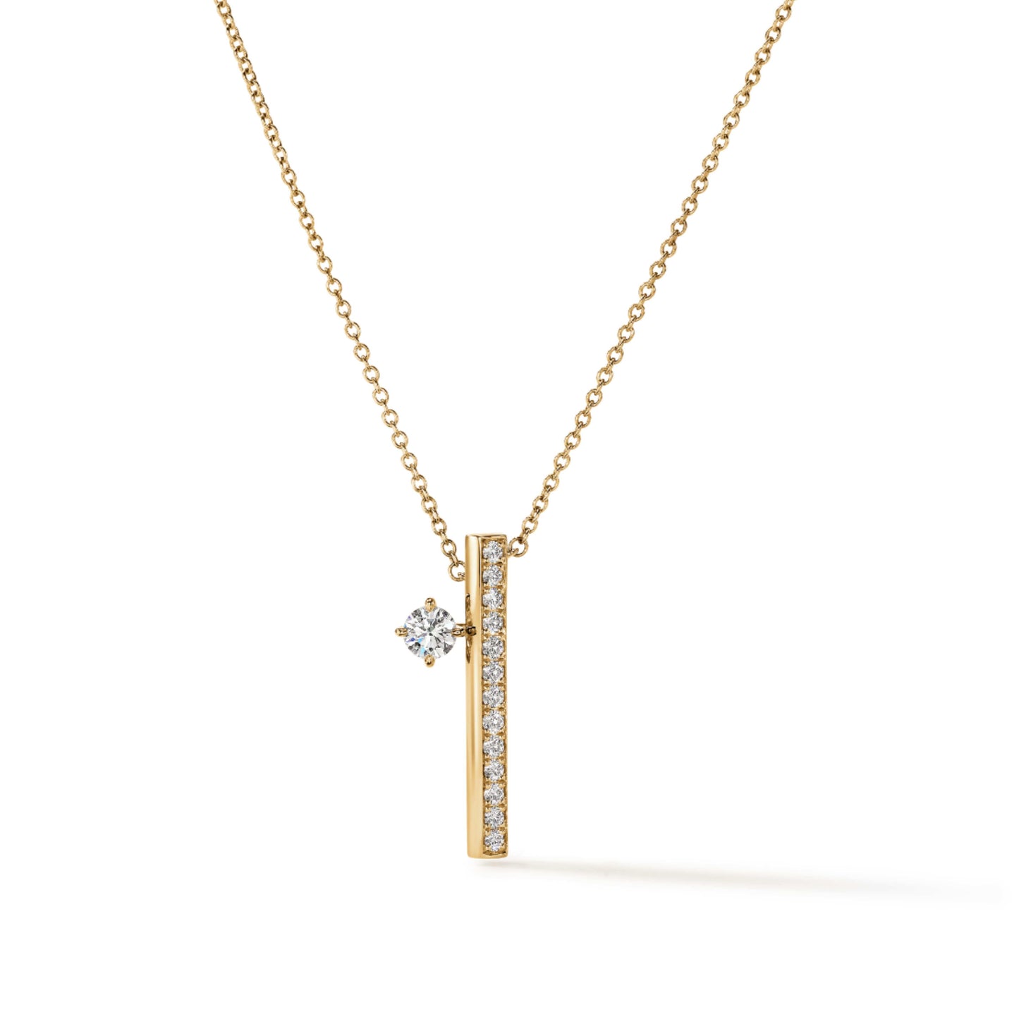 Floating Single Diamond Pavé Pendant Necklace