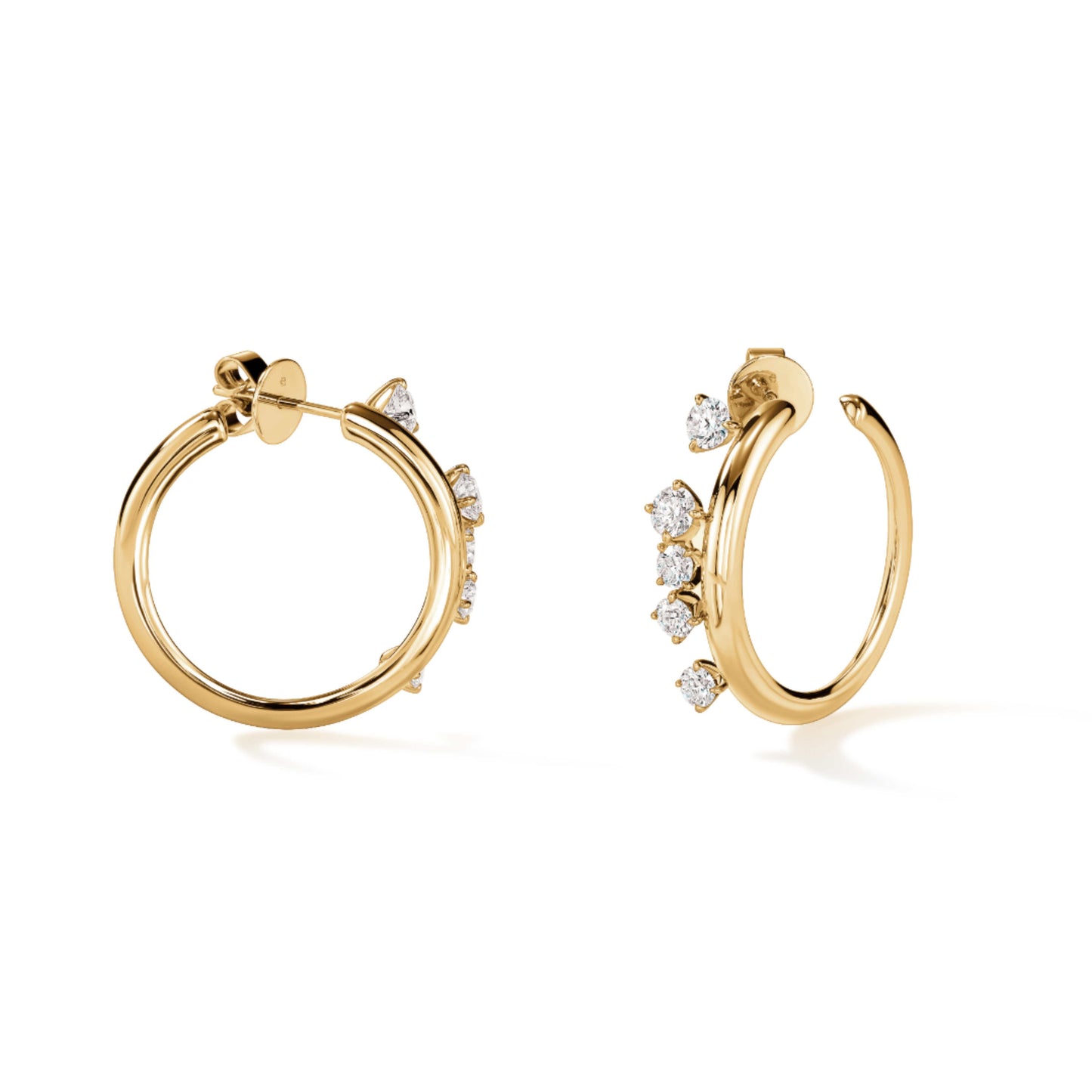 Floating Diamond Small Hoops