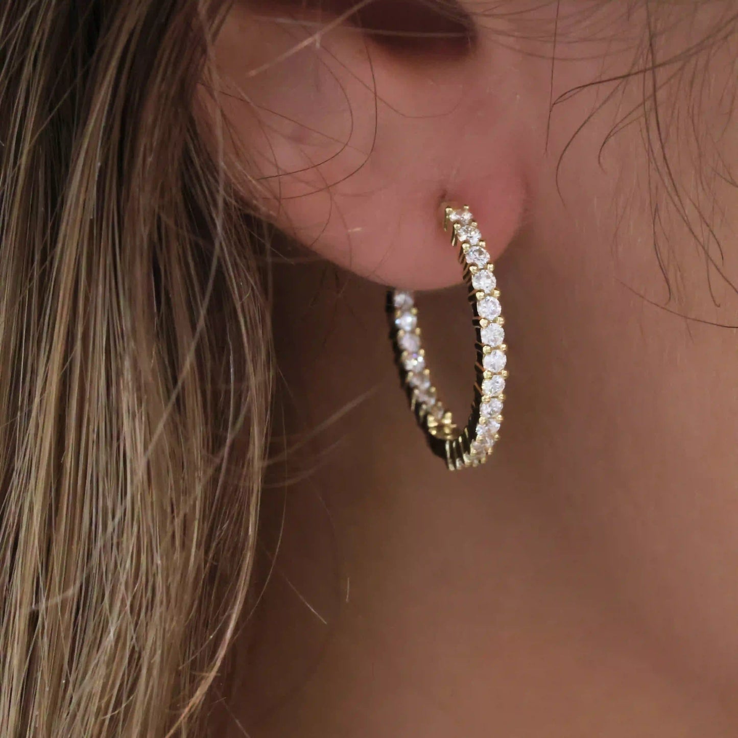 Inside Outside Diamond Hoop Earring