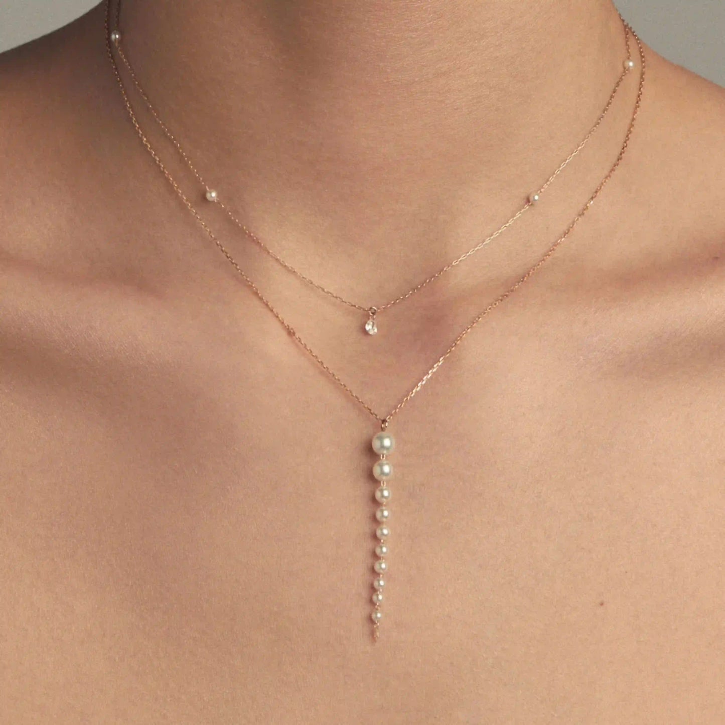 Mizuki Cascading Pearl Drop Necklace