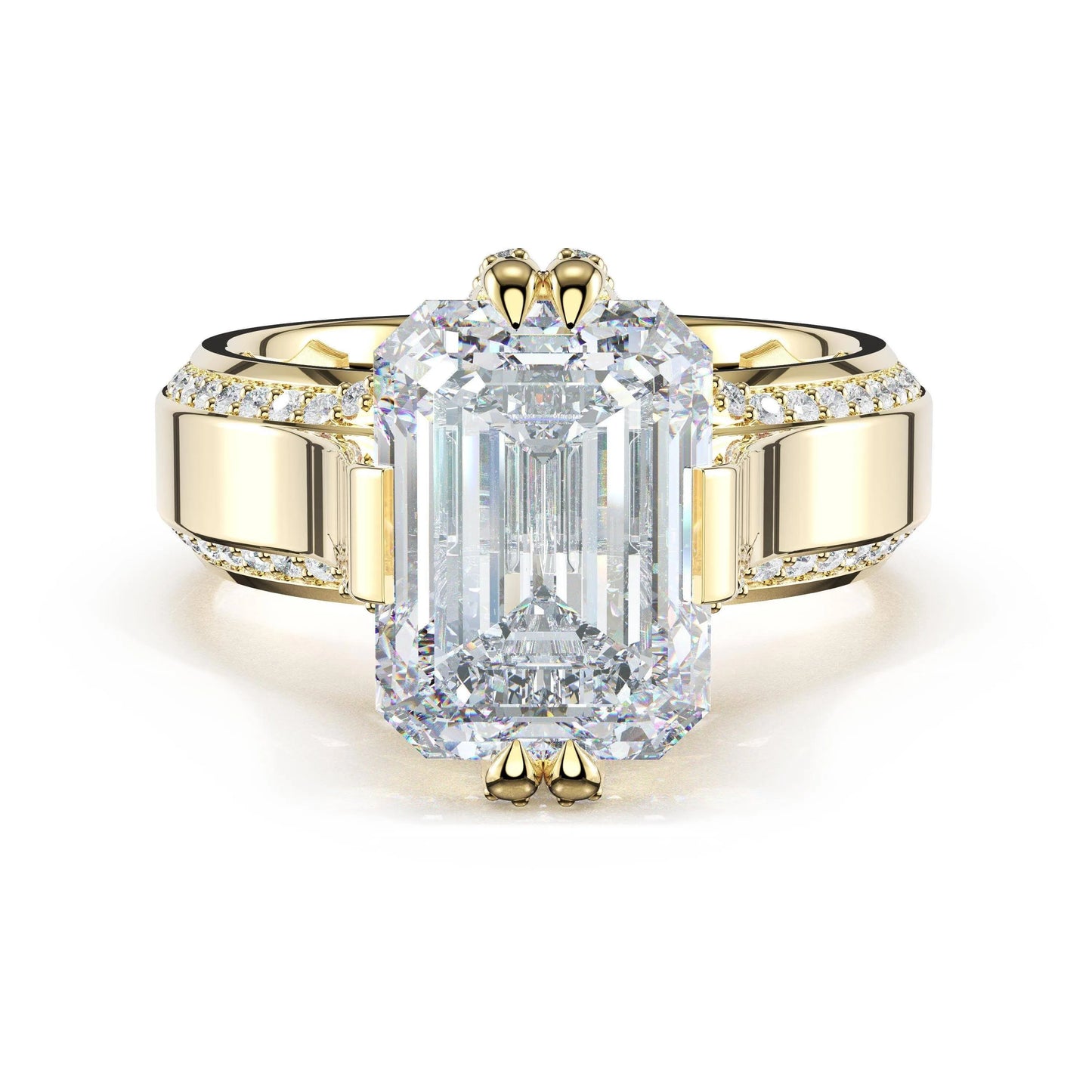 Tacori Sculpted Crescent | Emerald Wide Band Solitaire Engagement Ring
