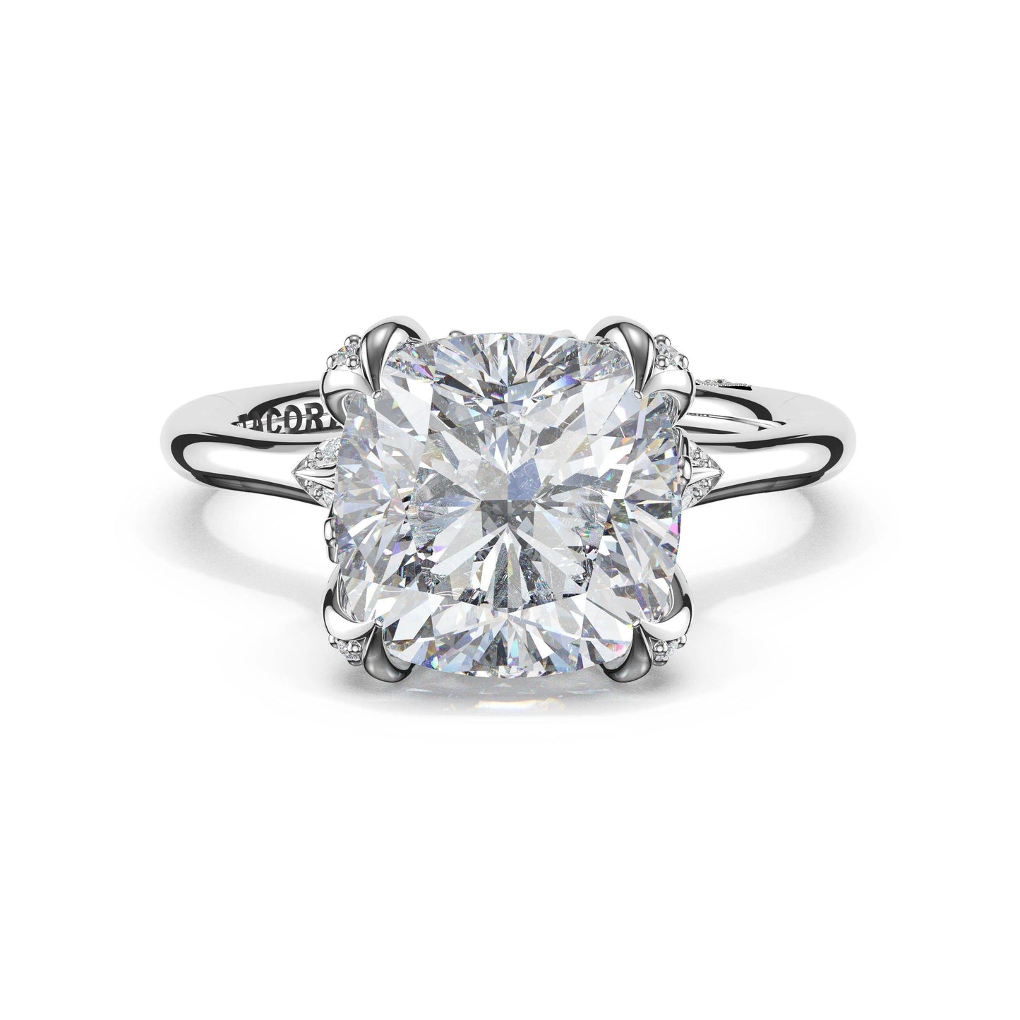 Tacori Sculpted Crescent | Cushion Petal-Crown Pavé Accent Solitaire