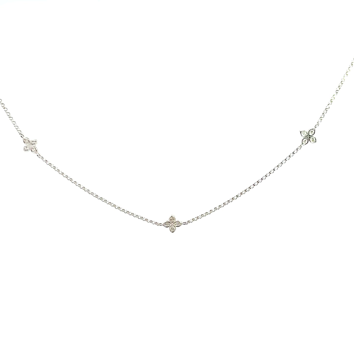 Diamond Flower Station Necklace