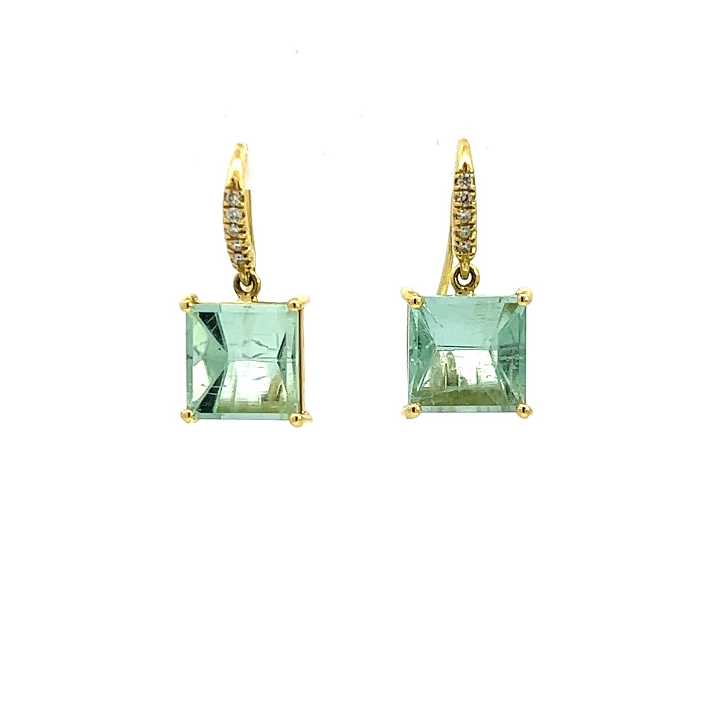 Green Beryl & Diamond Earrings