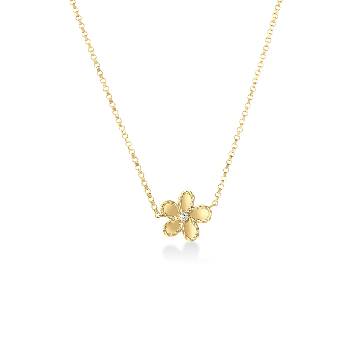 Jasmine Diamond and Polished Finish Small Flower Necklace