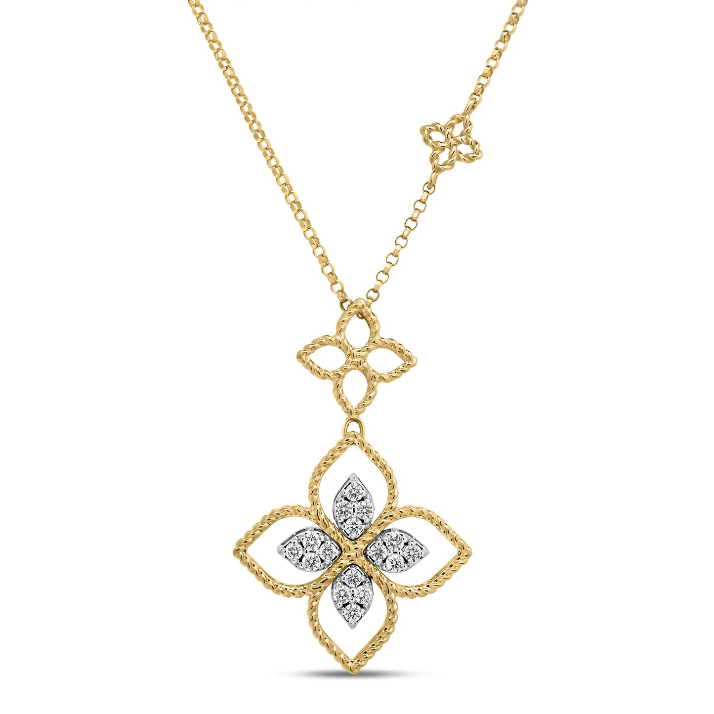Diamond Double Flower Necklace
