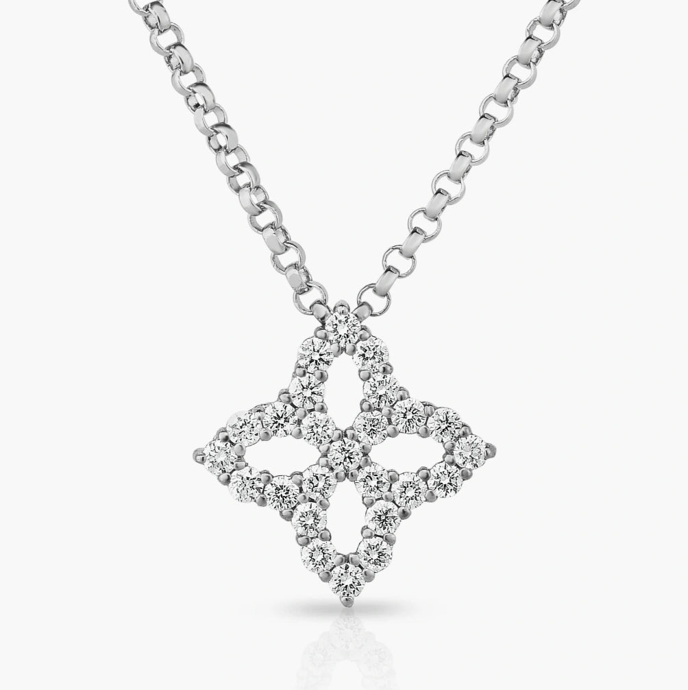 Diamond Princess Outline Flower Necklace