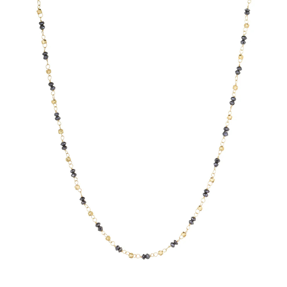 Black Diamond Chain with Gold Cubes
