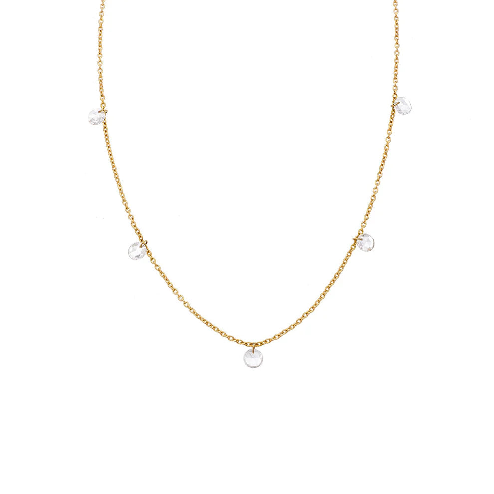 5 Stone White Diamond Drop Necklace