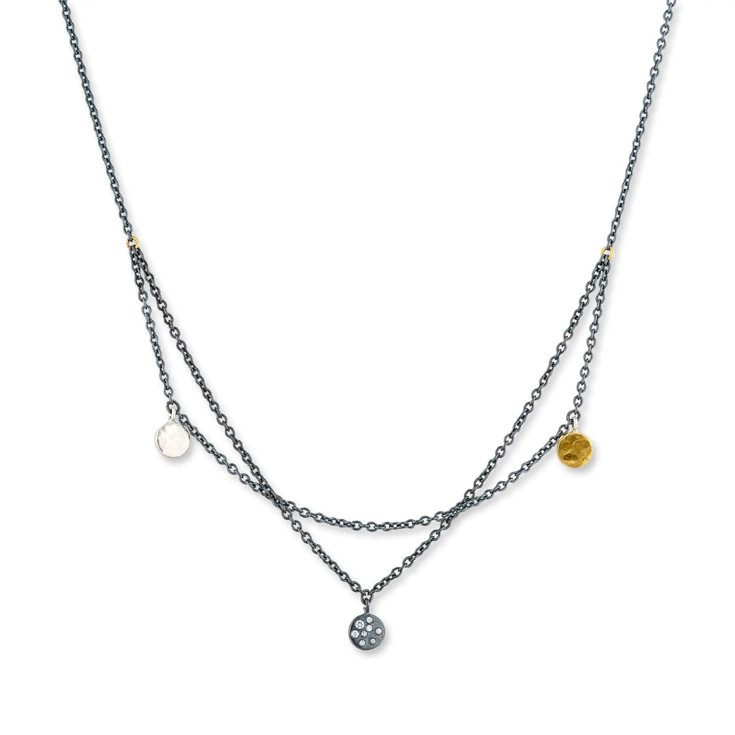 Yellow Gold and Oxidized Silver Necklace