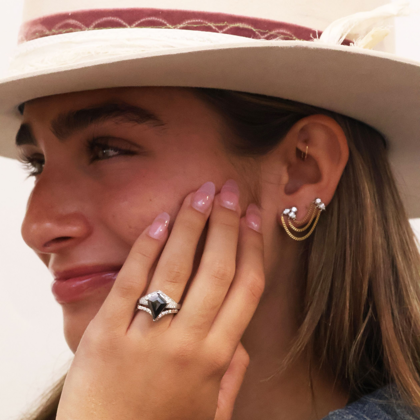 Studio W&H Kite Shaped Black Diamond Ring