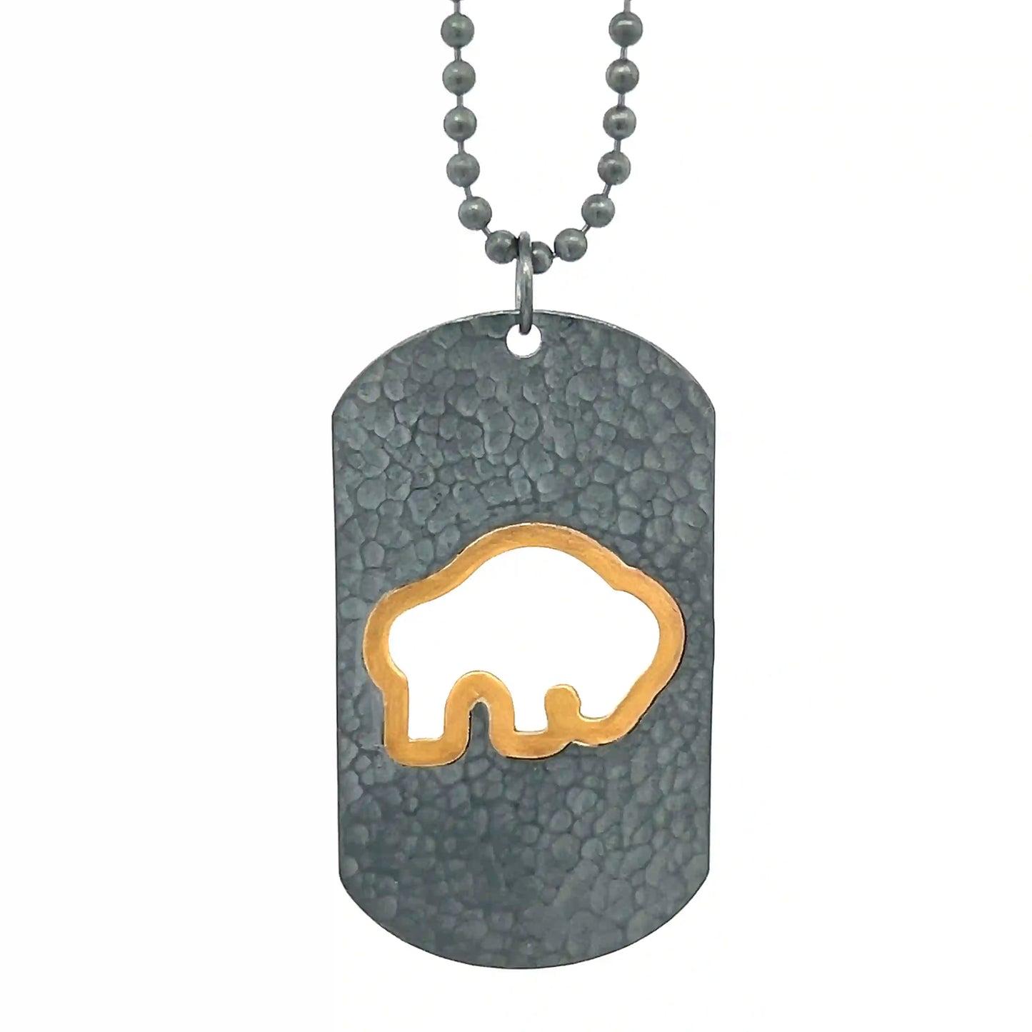 Oxidized Silver Buffalo Pendant