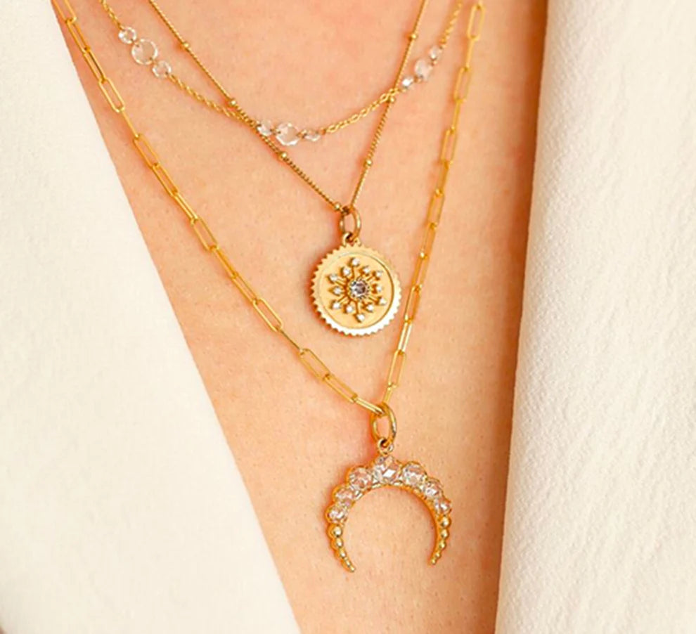 Small White Diamond Medallion Charm