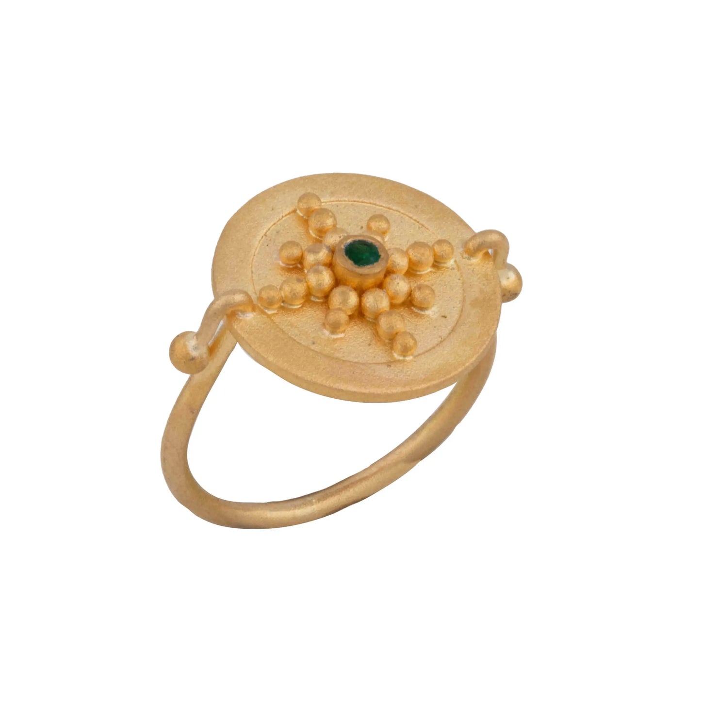 Gold Medallion Compass Ring
