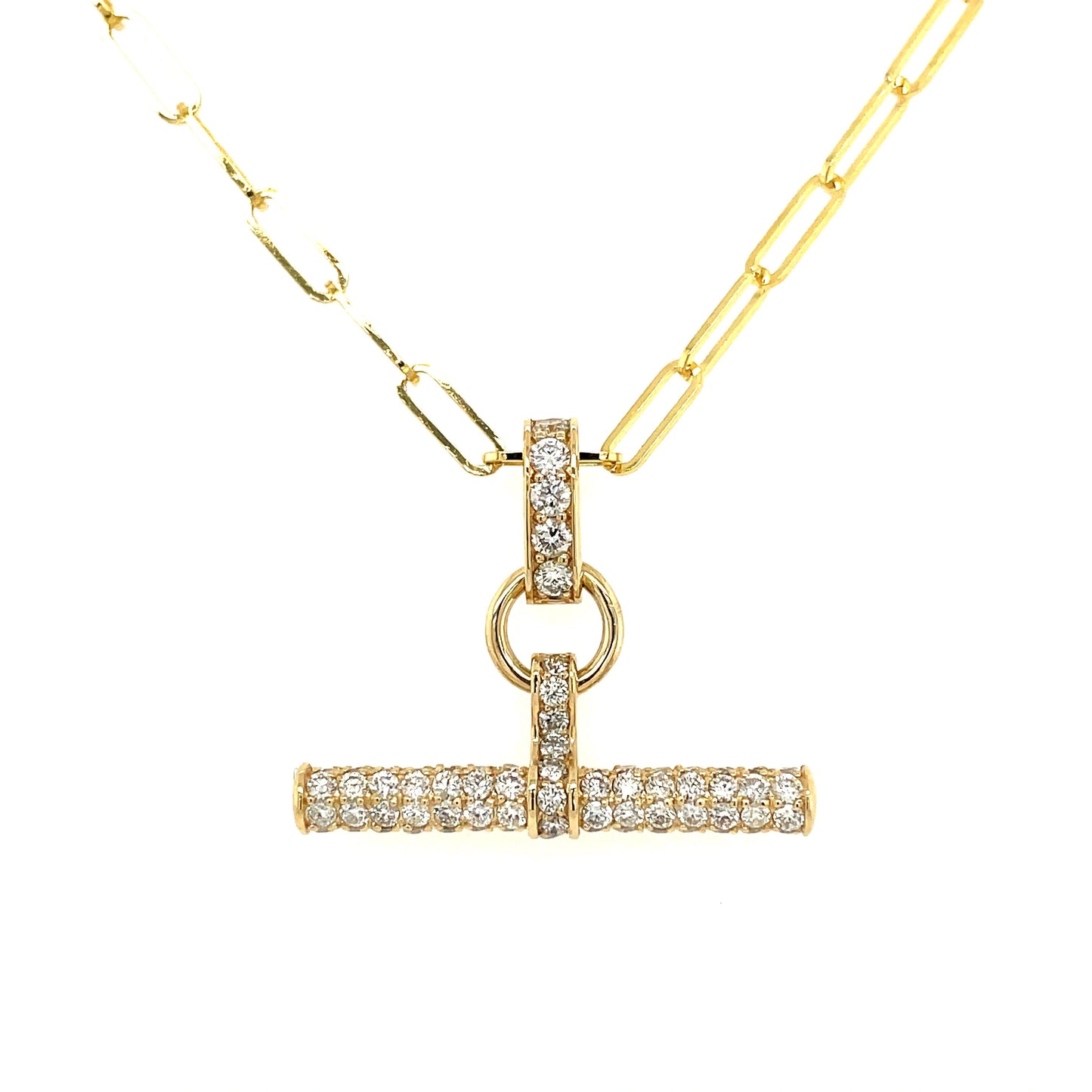 Pavé Diamond T Bar Pendant