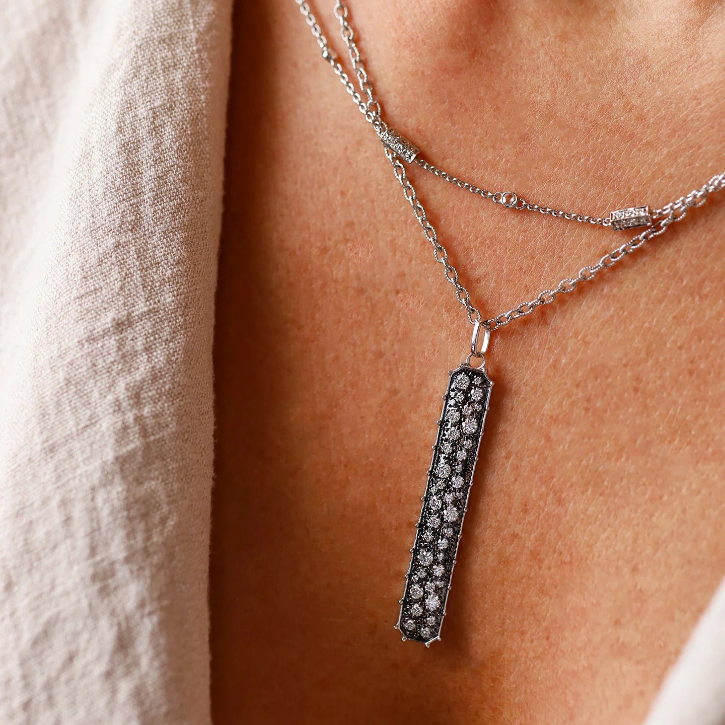 White Diamond Tag Pendant