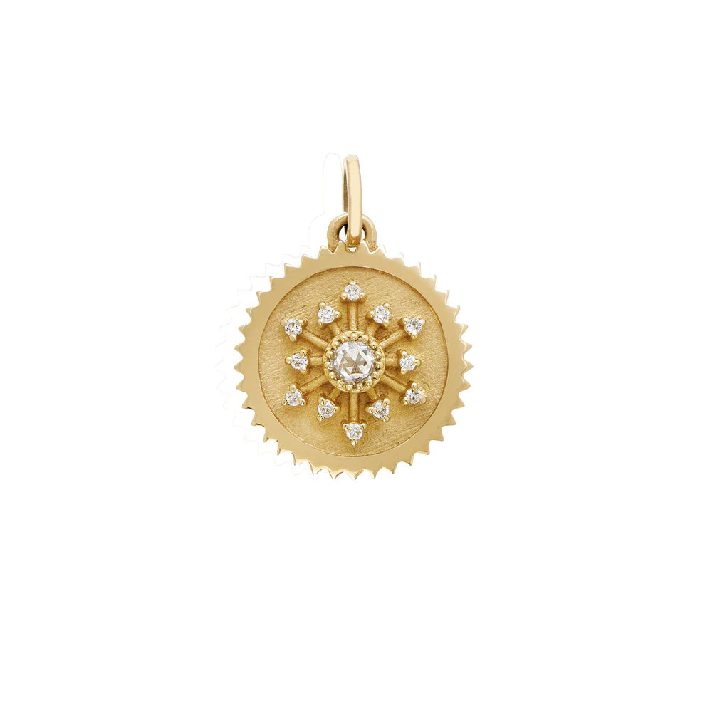 Small White Diamond Medallion Charm