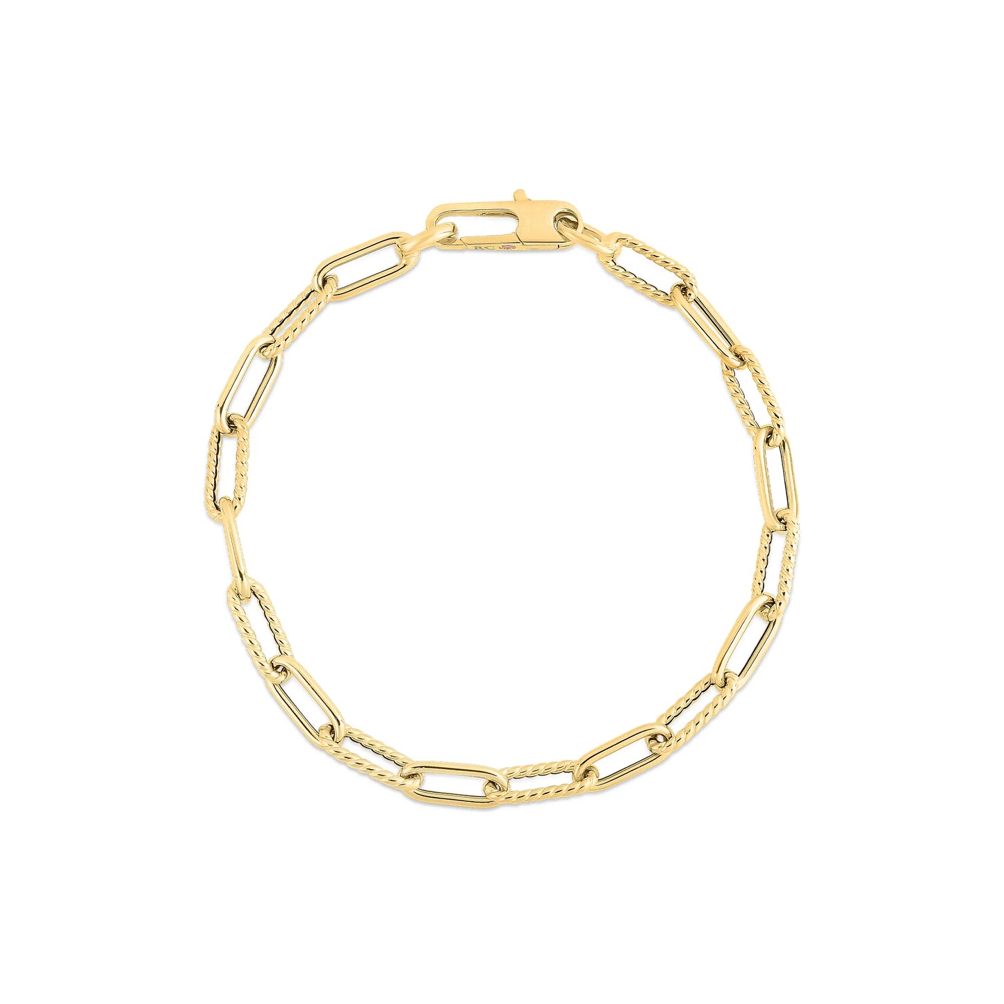 Polished & Fluted Paperclip Link Bracelet