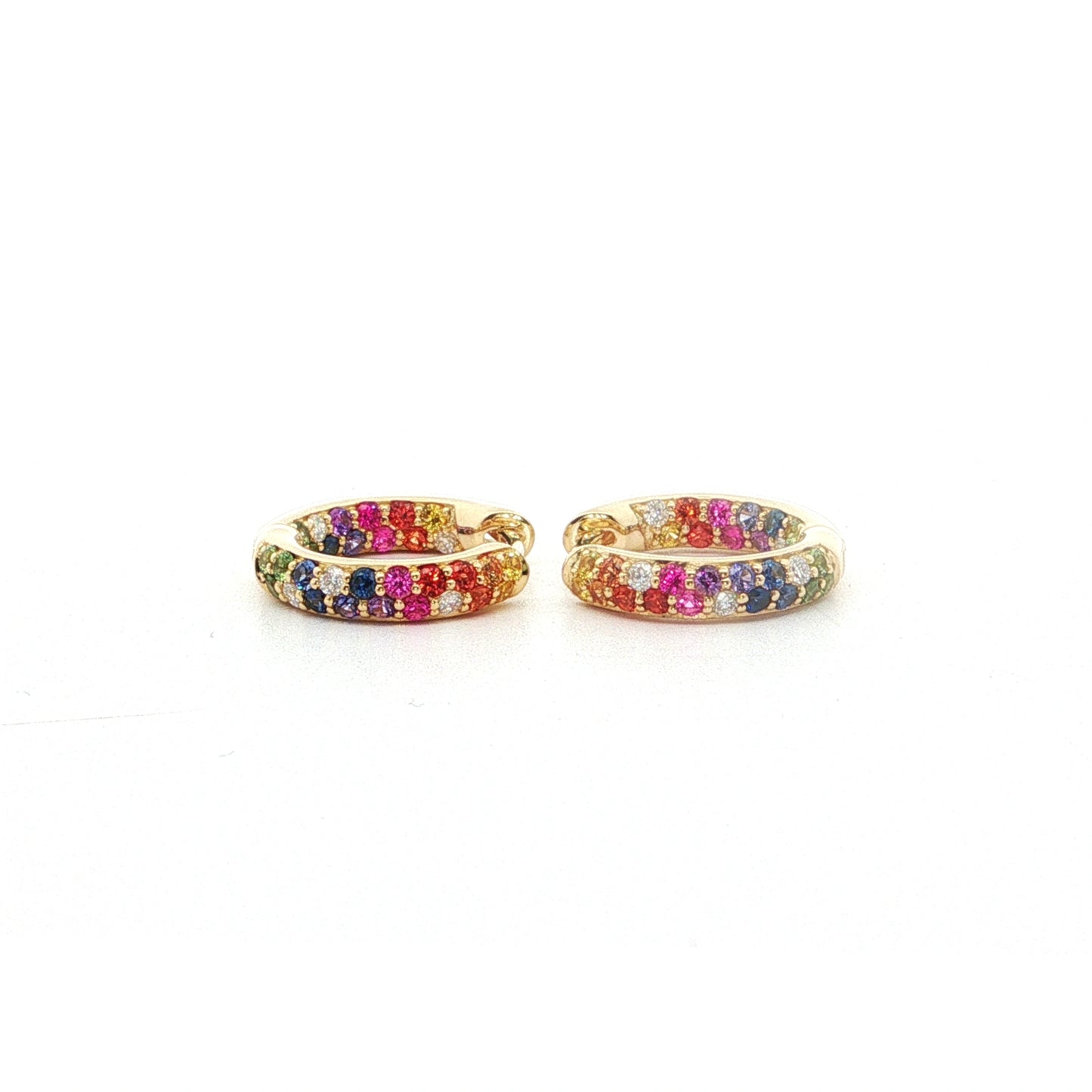 Rainbow Sapphire & Diamond Hoop Earrings
