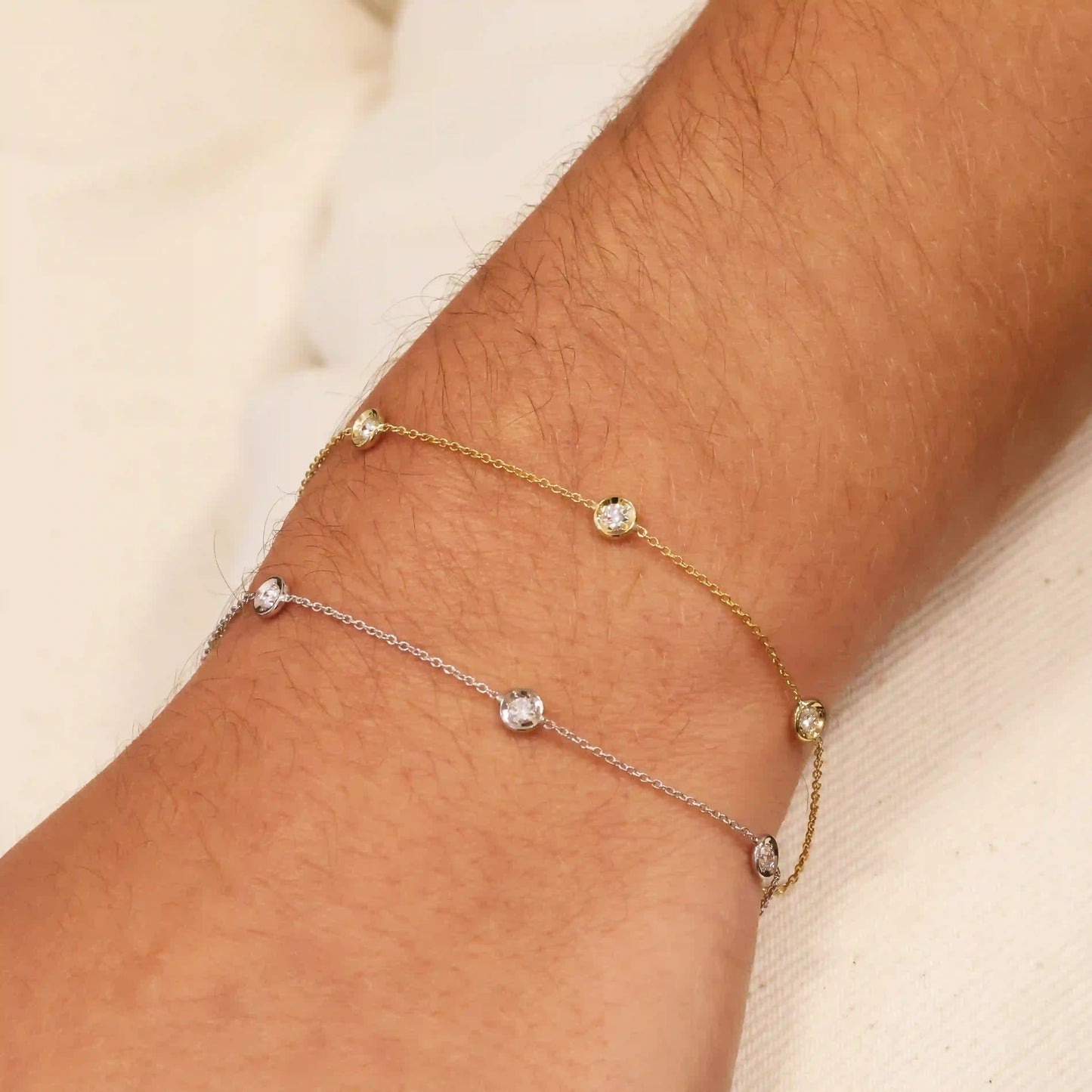 White Gold Bezel Diamond Bracelet