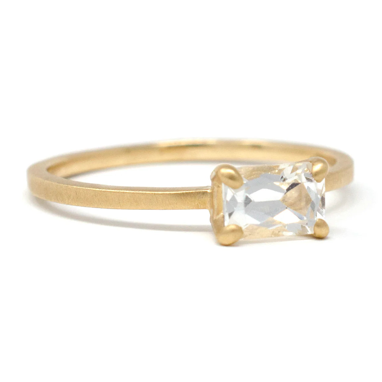 Jennifer Dawes Horizontal Emerald Cut White Sapphire Ring