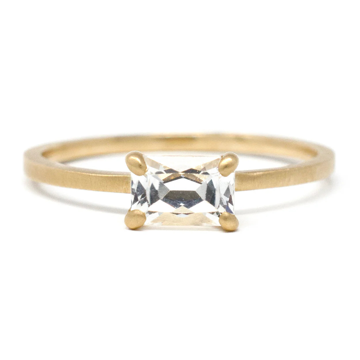 Jennifer Dawes Horizontal Emerald Cut White Sapphire Ring