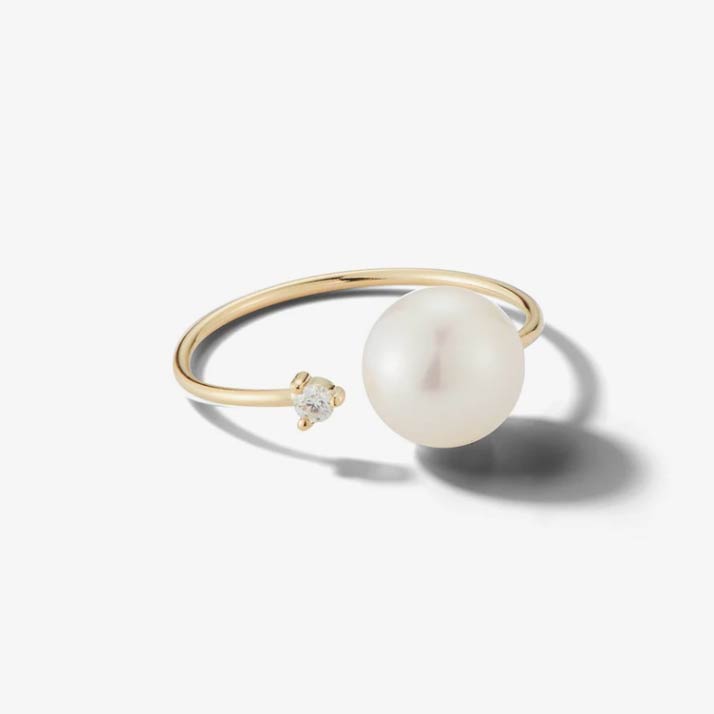Mizuki Open Diamond and White Pearl Ring – Walters & Hogsett