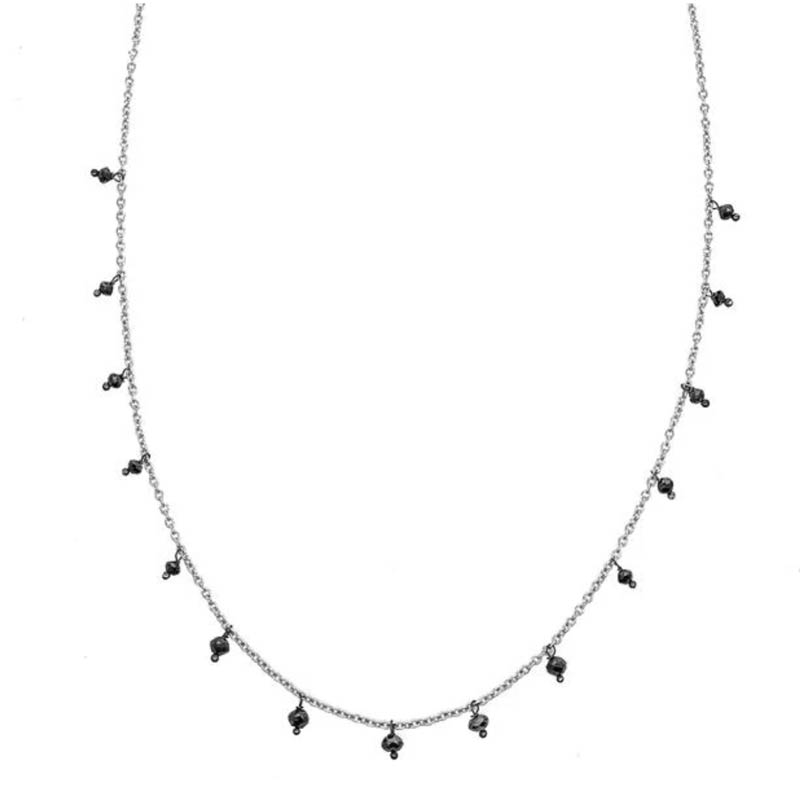 Black Diamond Necklace in White Gold