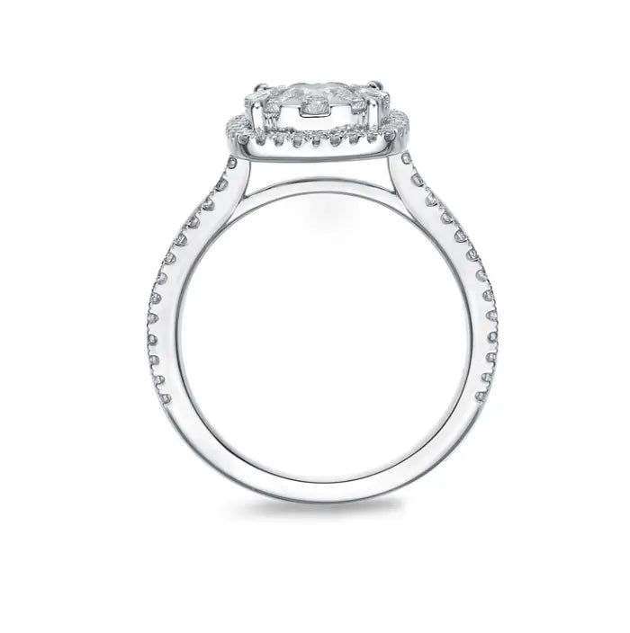Memoire Bouquet Cushion Halo Engagement Ring