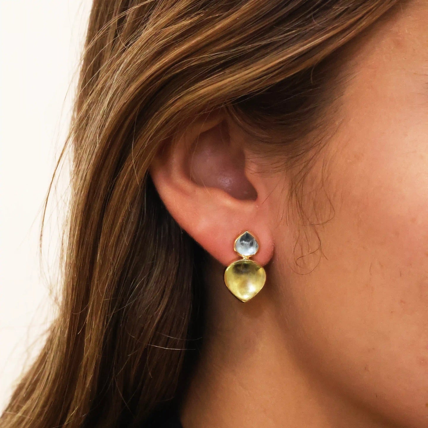 Syna Heart Cabochon Clip Earrings