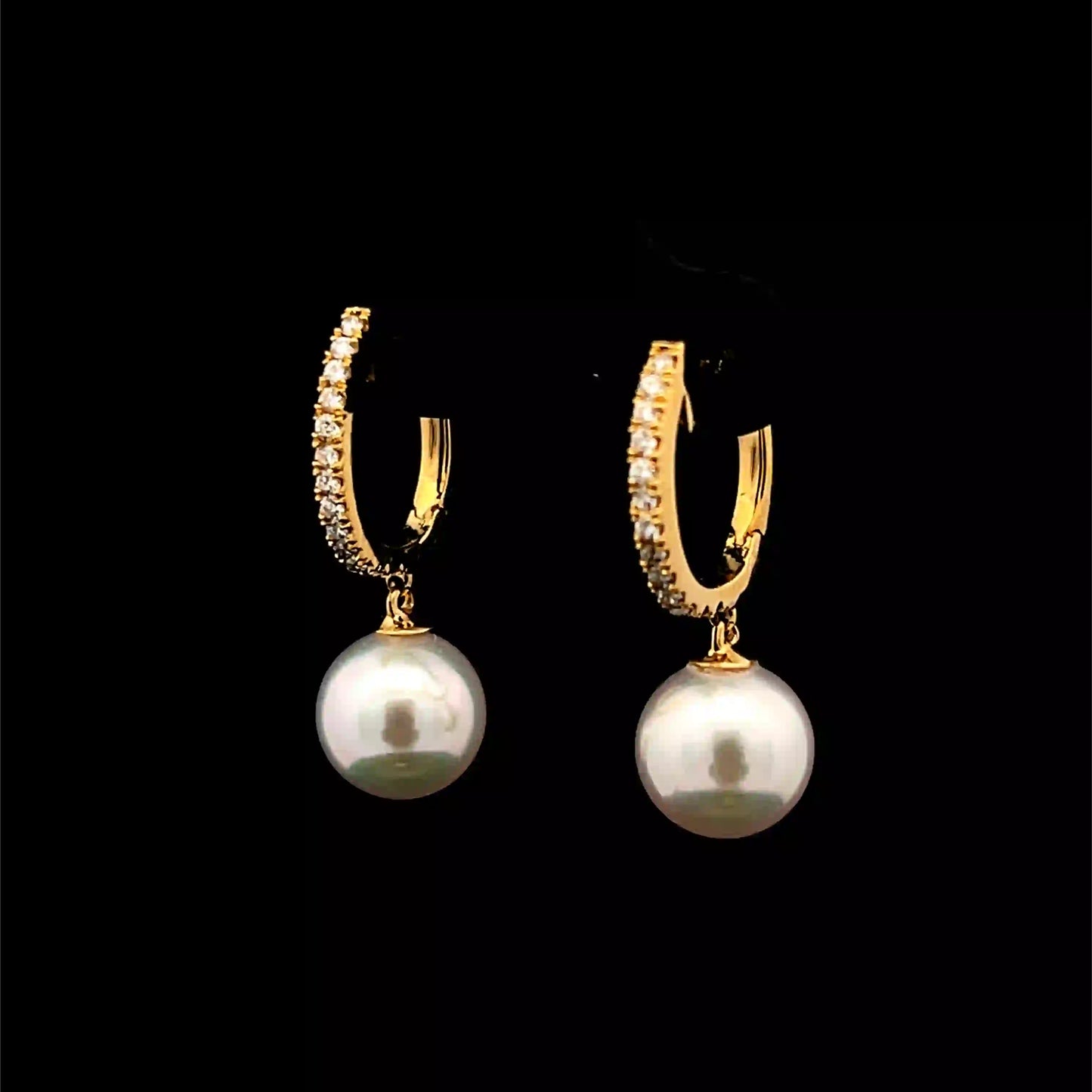 Diamond & Pearl Huggie Earrings